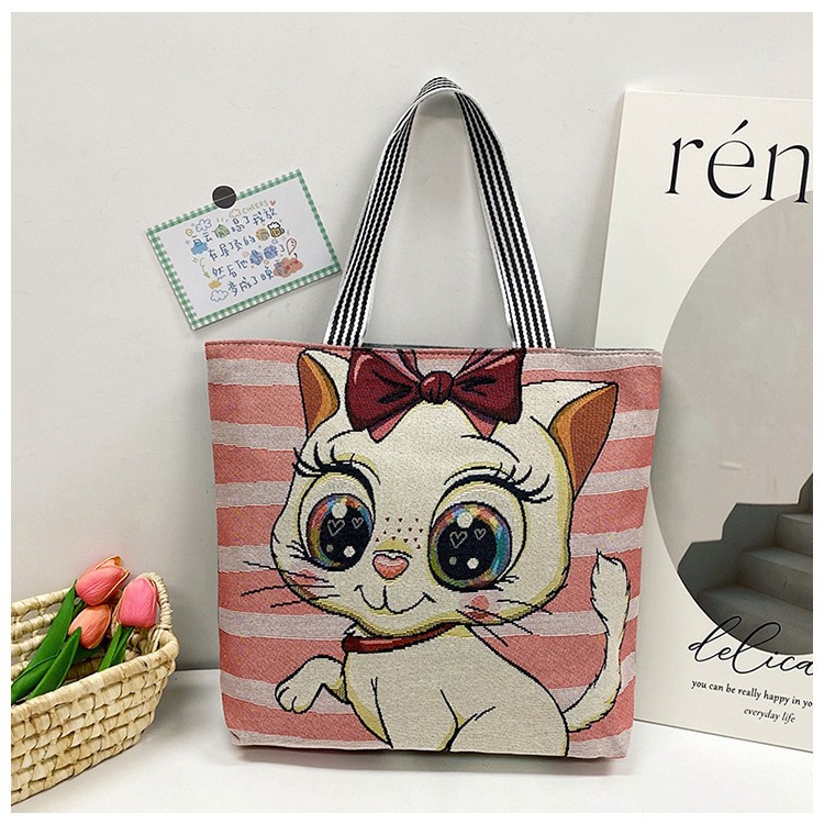 Handheld cartoon ethnic retro cloth bag