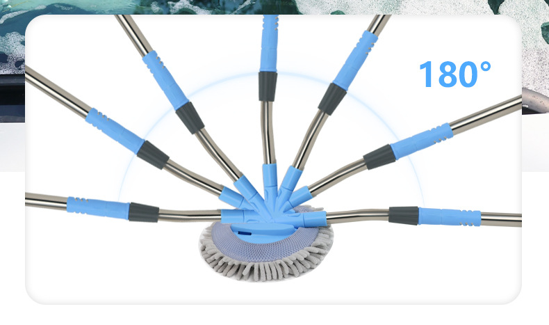 Customized Curved Pole Car Wash Mop, Special for Car Paint, Soft-Bristled Telescopic Car Brush, Car Cleaning Dust Removal Car Wash Artifact