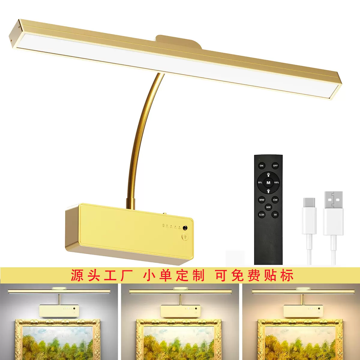 LED磁性绘画灯遥控艺术展示家居室内墙壁装饰灯3色温定时金属壁灯