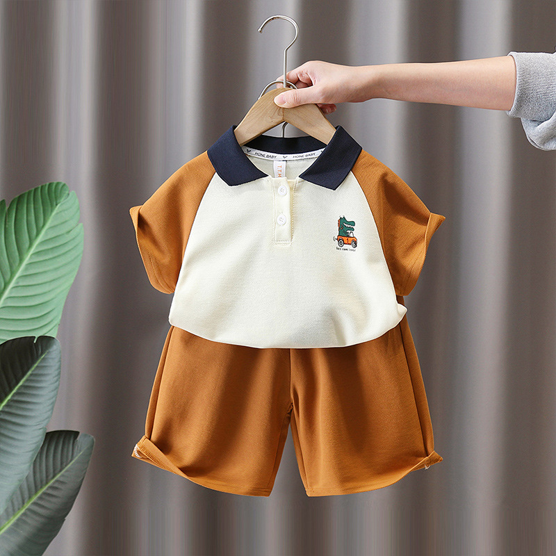 7165 traje de verano para niños 2025 nuevos pantalones cortos de manga corta de verano para niños