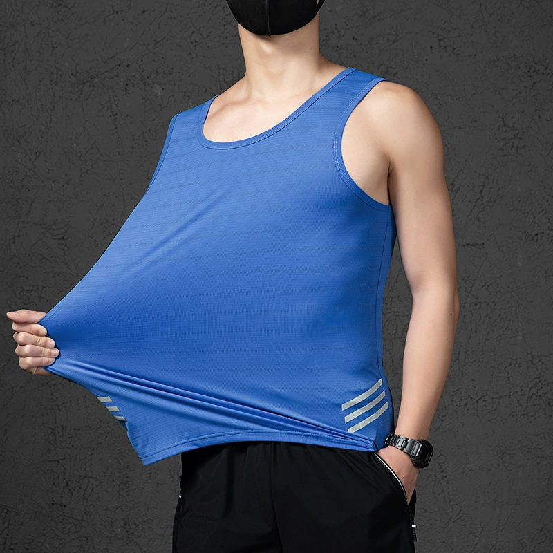 Quick dry silk T-shirt sleevless, thin summer base body-friendly vest, plus size