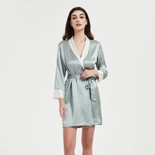 新款红色真丝晨袍浴袍桑蚕丝睡衣女长款丝绸睡袍2340