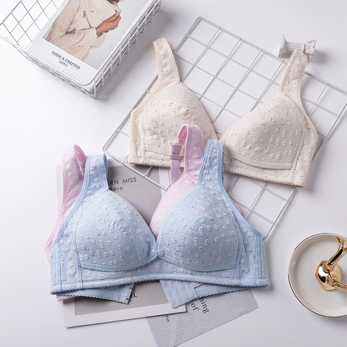 Spring and summer thin pregnancy front button nursing bra fresh floral large size cross-border wholesale large size confinement nursing bra