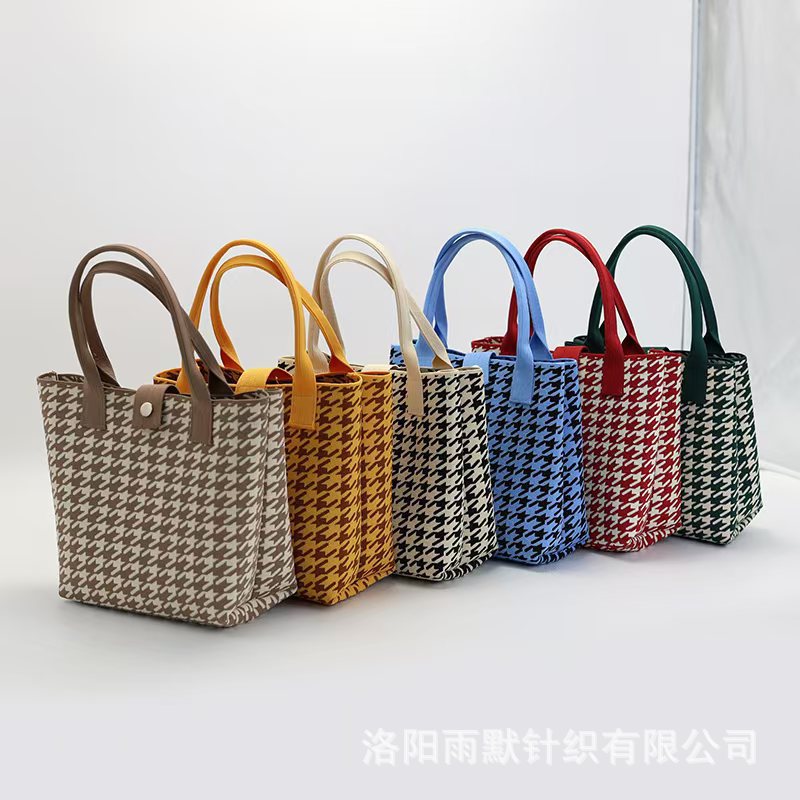 Nuevo bolso de punto de gran capacidad Tote bolso de ocio bolso de mano salvaje estilo coreano tendencia pata de gallo para hombres y mujeres