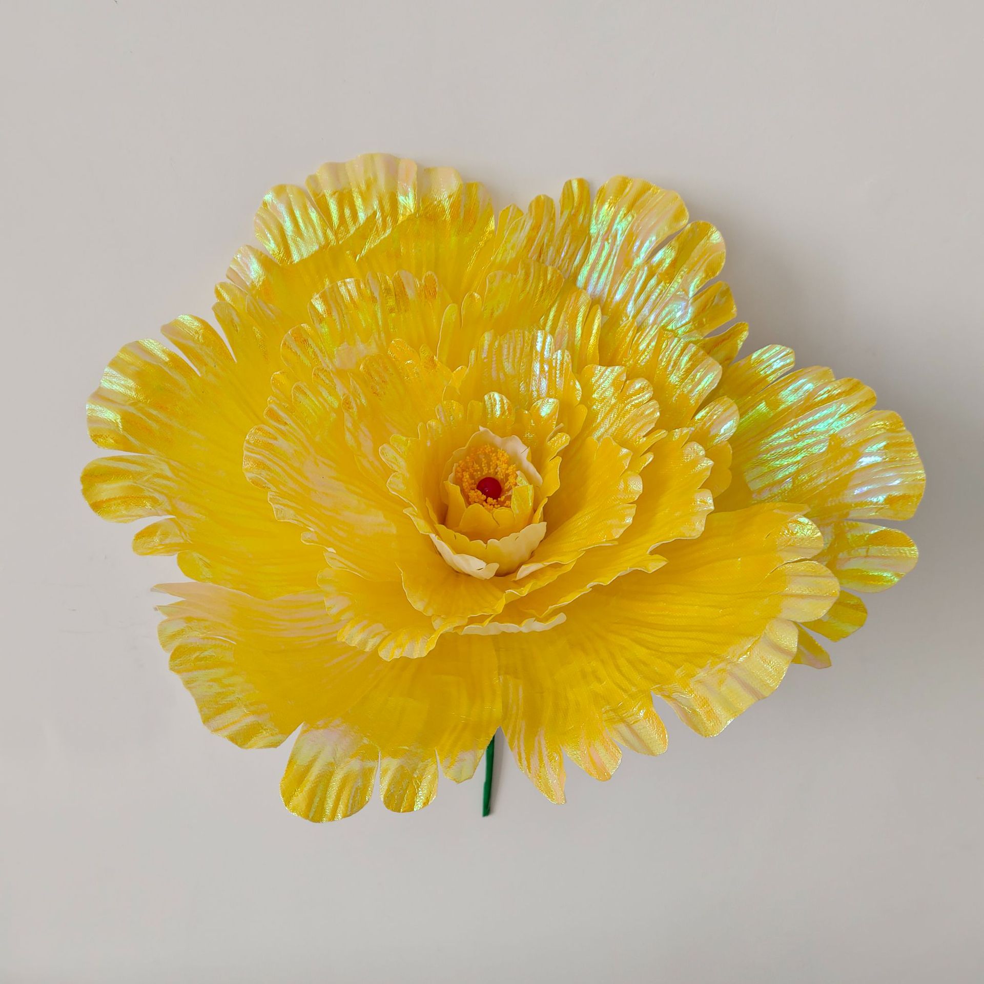 Simulación de tela brillante peonía gran atmósfera floral lámpara de papel floral lámpara de piso arrugada material de papel artístico