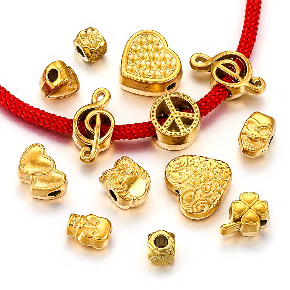 Acero de titanio fundido amor amor intercalador accesorios de joyería pulsera cuentas arco cuentas de cráneo accesorios de joyería DIY