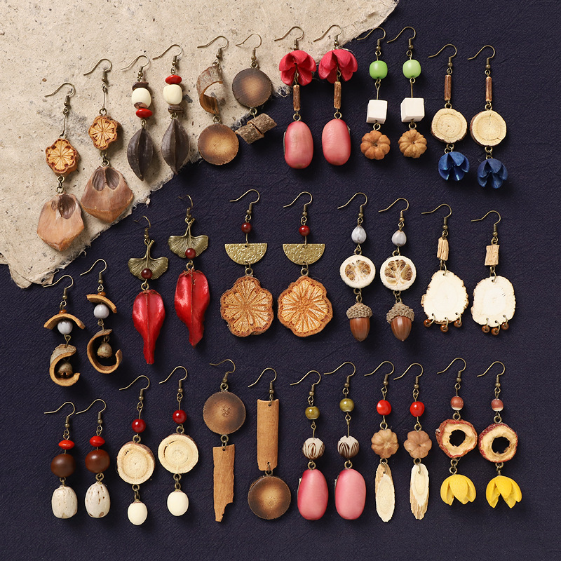 Organic long retro earrings