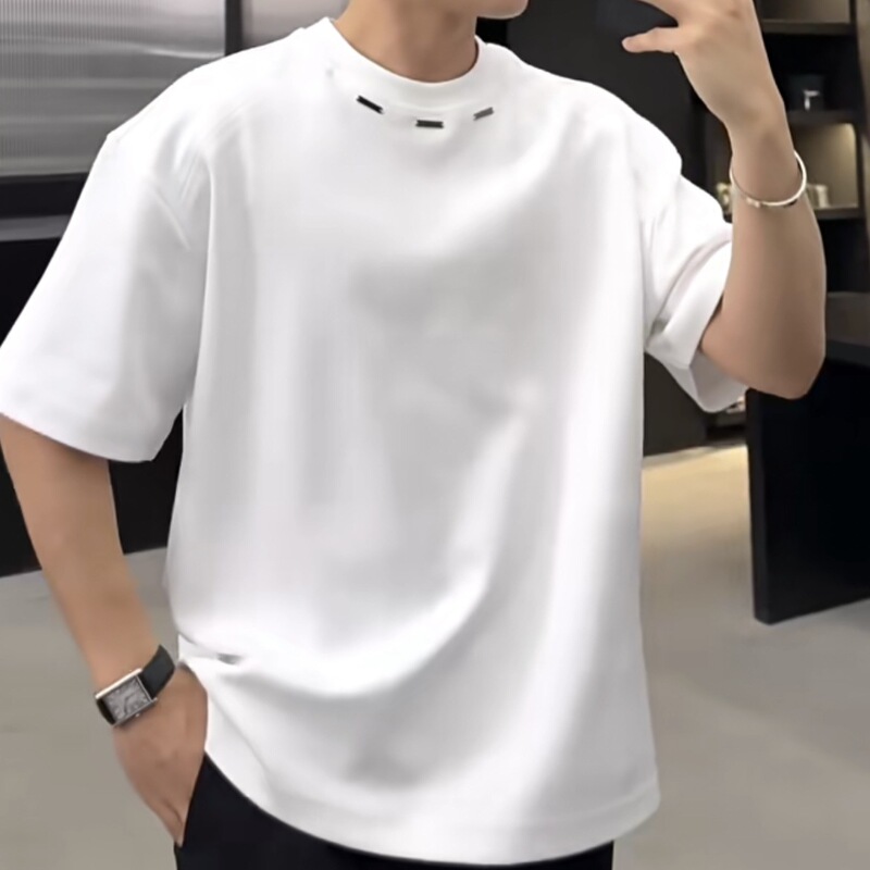 New Heavy Top Customized Summer Short-sleeved T-shirt High-end Men's Loose Comfortable Simple Slimming Design