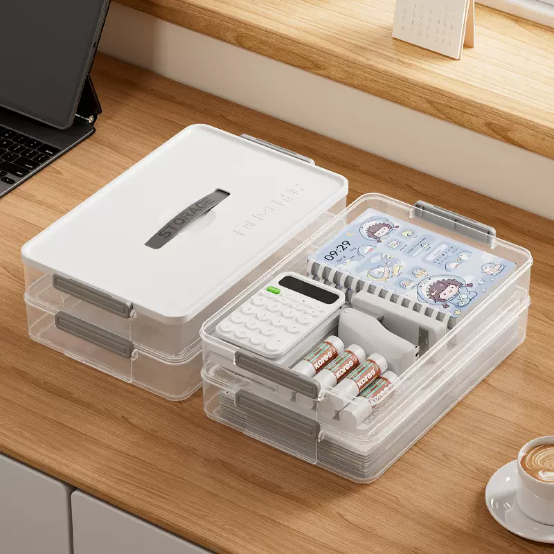 带提手可叠加证书整理盒护照证件透明收纳盒防尘展示盒文件收纳包