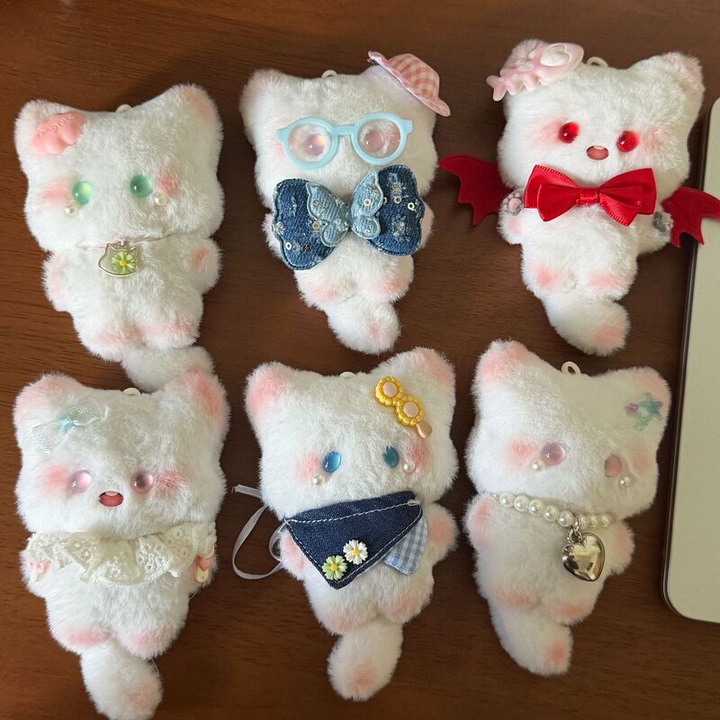 Cute Little Bib-Wearing Long-Tailed Fox Squeaking Cartoon Plush Toy Bag Pendant Keychain Doll
