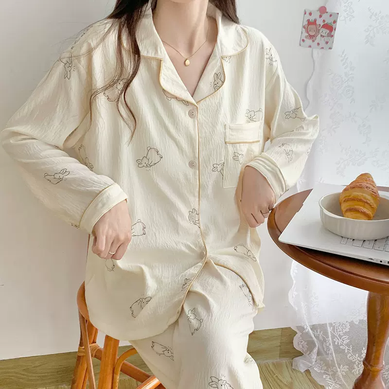 睡衣女云朵棉套装春秋季2025新款可爱甜美少女风长袖长裤家居服