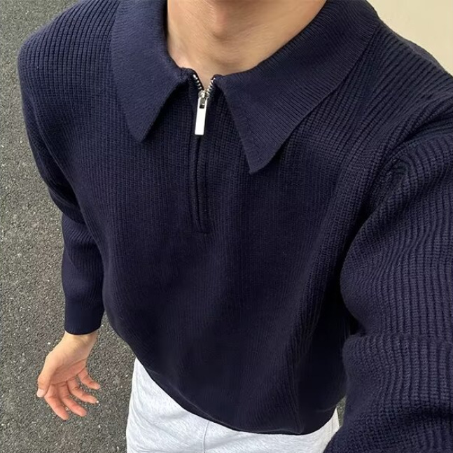 Half-Zip Sweater, Handsome Trendy Brand, Winter High-End Lapel Knitwear, Korean Style Casual Knitwear for Boys Half-Zip Sweater, Handsome Trendy Brand, Winter High-End Lapel Knitwear, Korean Style Casual Knitwear for Boys