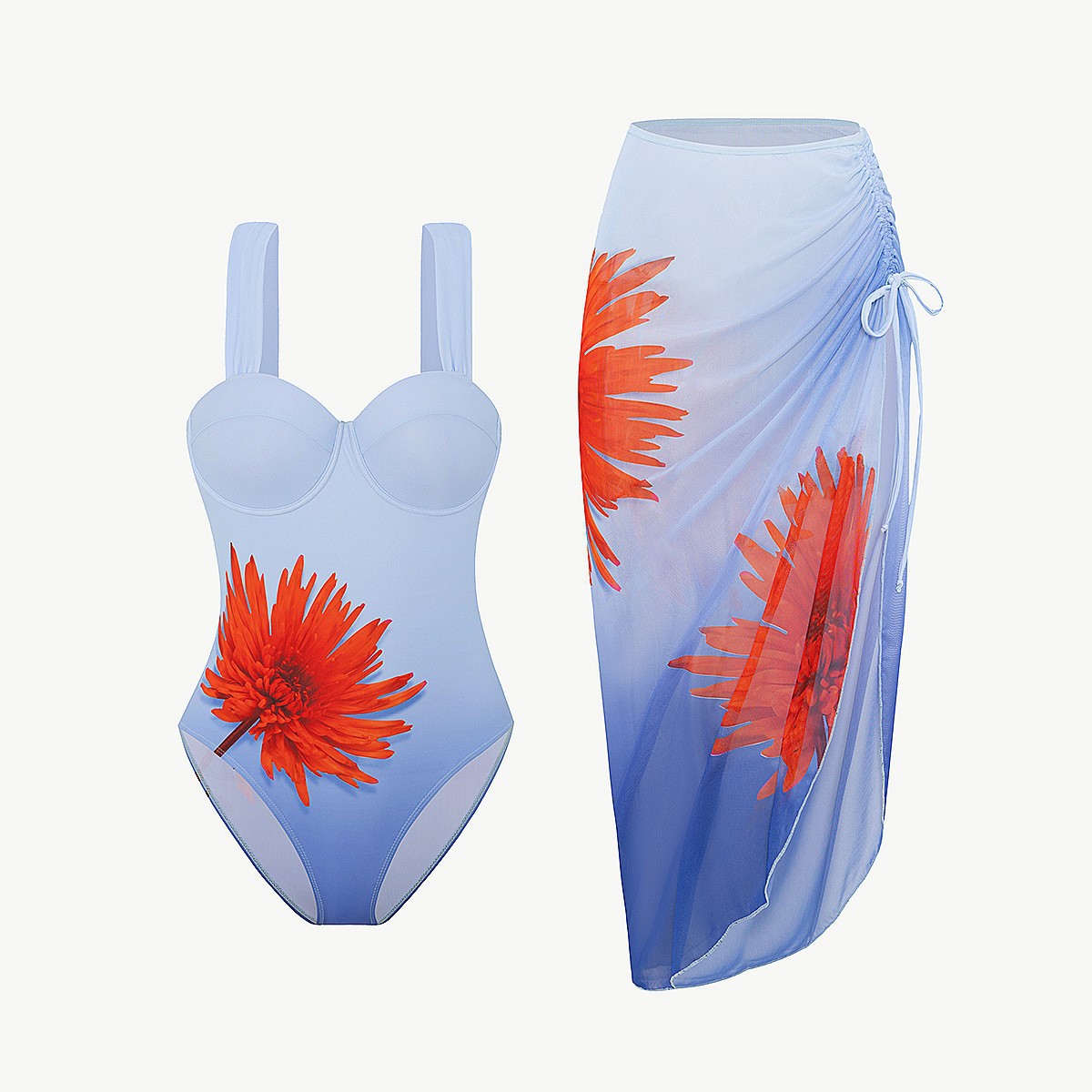 Comercio exterior transfronterizo europeo y americano bolso duro de impresión de verano con anillo de acero traje de baño de playa de una pieza mujer traje de dos piezas nuevo Amazon