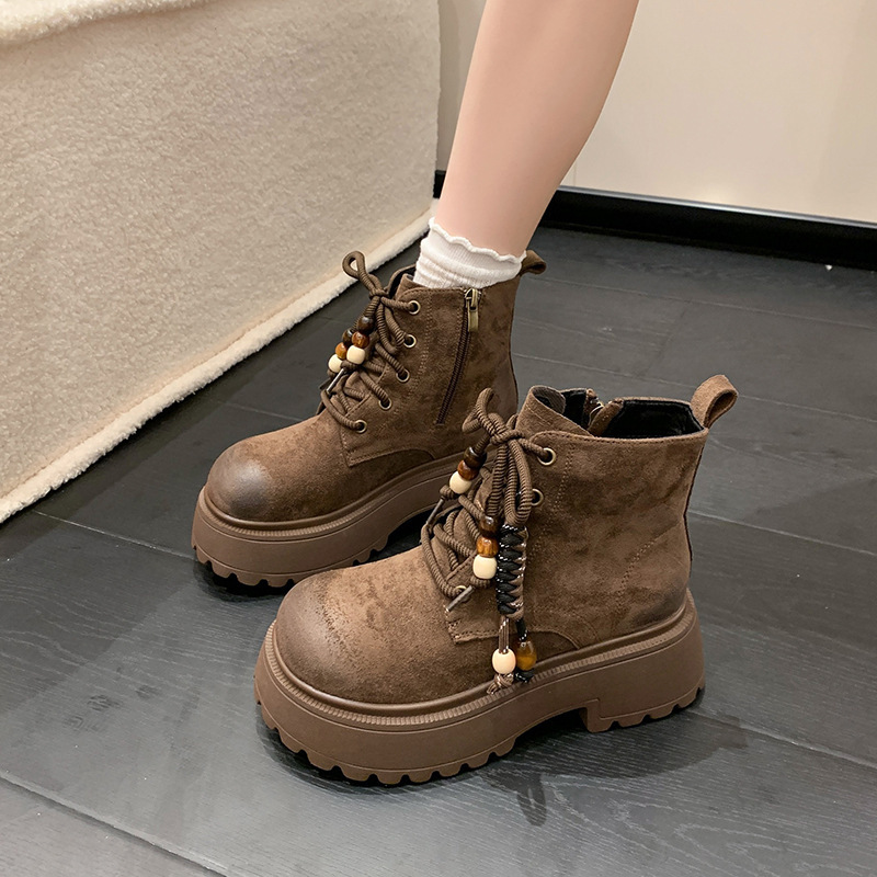 厚底马丁靴女2025秋冬季新款小个子增高时装靴短筒英伦风女靴批发|undefined