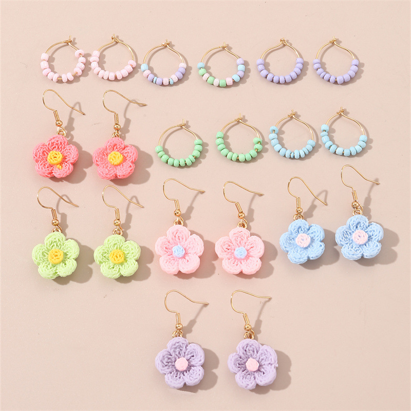 1 Set Simple Style Flower Plating Plastic Drop Earrings display picture 5