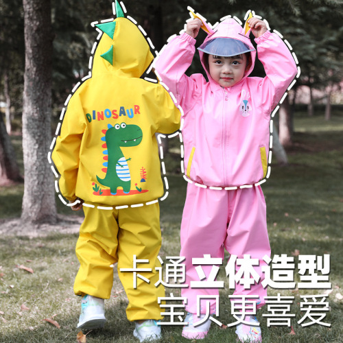 Mumeng children's raincoat set full body waterproof cartoon boy and girl baby kindergarten primary school student split poncho