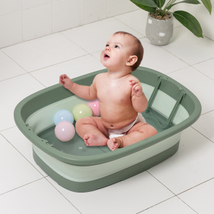 Household Laundry Basin Large with Washboard Integrated Children's Bathtub Baby Student Thickened Large Folding Basin