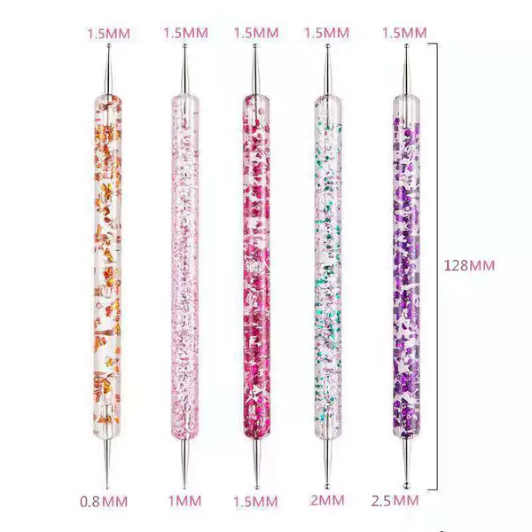 Factory Direct Sales Nail Art Pen Set Double-ended Dot Pen Rhinestone Acrylic Pen Dual-purpose Dot Flower Needle Dot Pen Brush