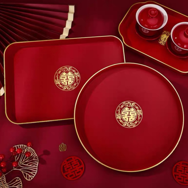 Wedding Fruit Plate Living Room Happy Plate Red Engagement Candy Plate Wedding Supplies Full Wedding Toast Tray