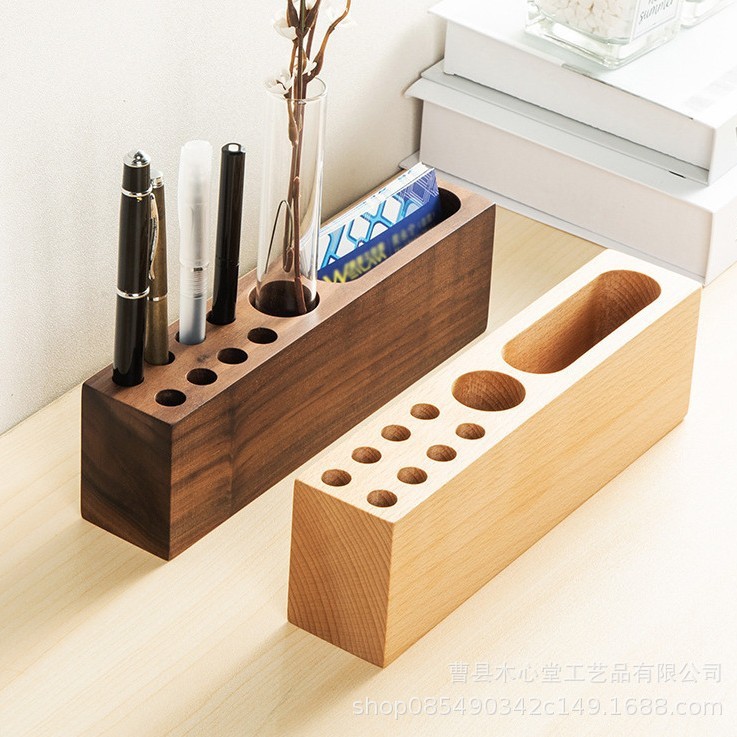 木製の小さな新鮮なペンホルダー、クリエイティブな多機能ペンホルダー、ホームオフィスのデスクトップ装飾品、ペンインサート、名刺ボックス|undefined