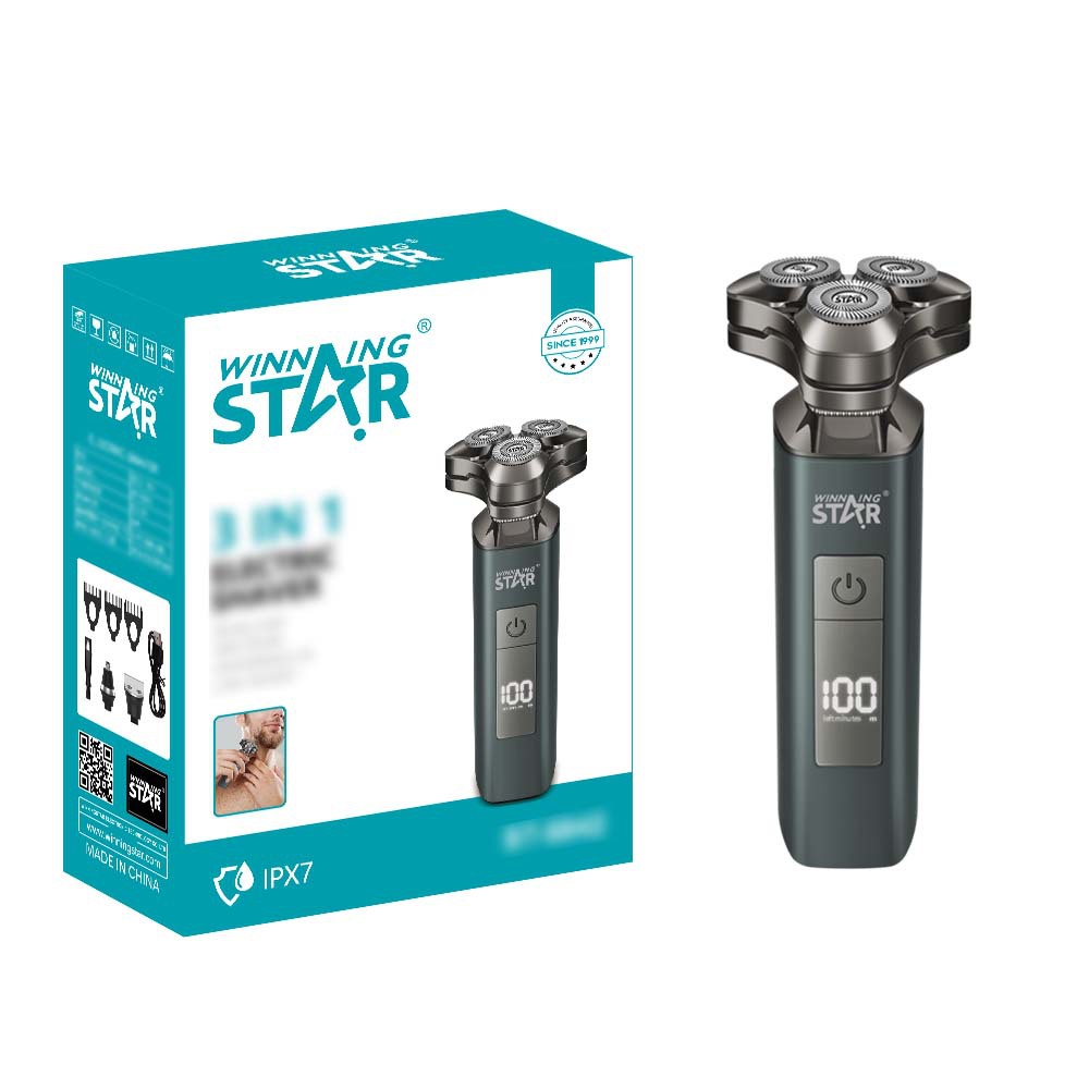 WinningStar Pantalla digital transfronteriza para hombre afeitadora eléctrica recargable afeitadora afeitadora tijera de nariz tres en uno