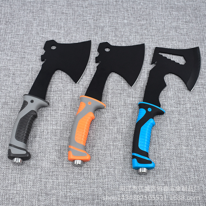 不锈钢户外多功能斧头 双色柄斧头 户外野营防身斧