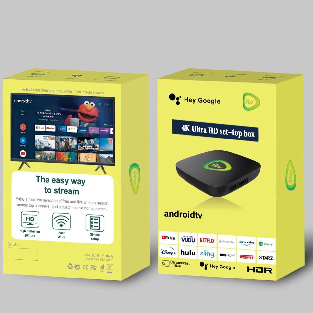ATV Android TV приставка 4K HD сетевой плеер, беспроводной Wi‑Fi HD плеер TV BOX