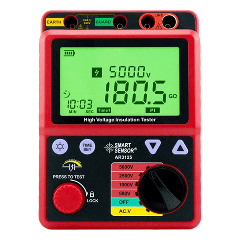 Hima AR3125 тестер сопротивления изоляции цифровой дисплей Высокоточный высоковольтный MEGOHMMETER электронный шейкер 5000 В