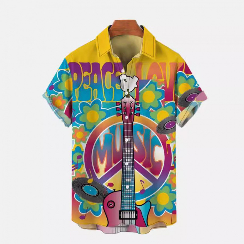 Summer Cross-border New Fashion 3D Printing Hawaiian Short Sleeve Shirt Men's plus size Loose Vacation Beach Shirt