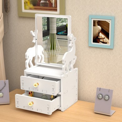 Espejo de maquillaje espejo portátil chica Internet celebridad escritorio vestidor espejo estudiante dormitorio tocador simple espejo con caja de almacenamiento