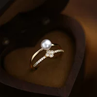 Zhuji Natural Pearl Clover Кольцо Женское отверстие может регулировать модную индивидуальность