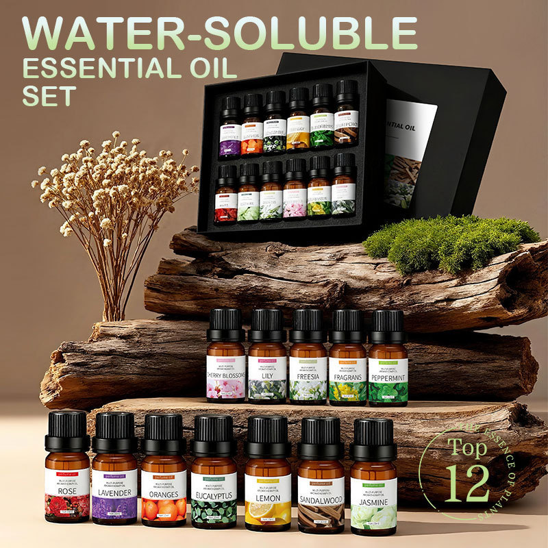 Cross-Border Water-Soluble Aromatherapy Essential Oils, 12-Pack, Commonly Used for DIY Aromatherapy, Essential Items, Wholesale from Manufacturer, 10ml *12
