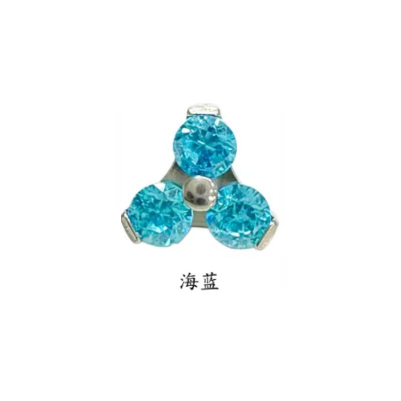 F136 Titanium Alloy Clover Zircon Earrings G23 Titanium New Multi-Color Ear Hole Maintenance Earrings Jewelry Head detail image 15