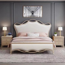 美式实木床现代简约轻奢1.8米双人婚床ins储物床公主床欧式丝带床