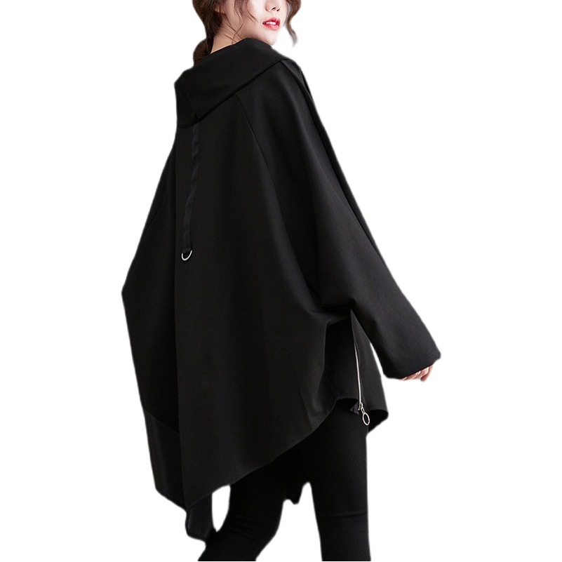 2026 Spring New Korean Style Plus Size Pullover Turtleneck Long Sleeve Irregular Mid-Length Sweatshirt Korean Style