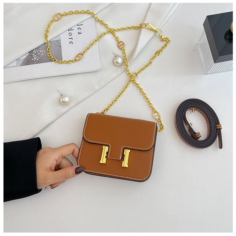 13cm 골드 버클 골든 브라운 - 골드 체인 + 브라운 벨트