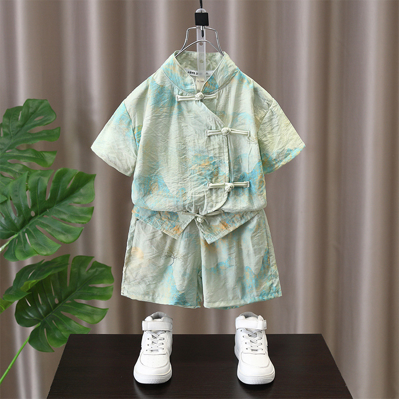 Boys' Hanfu Summer Set 2024 New Arrival Chinese Style Cute Kids Tangzhuang Baby Summer Traditional Chinese Clothing