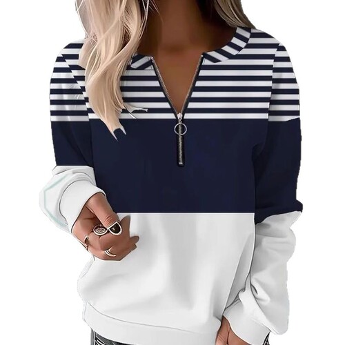 Independent Station European and American women's clothing spring and autumn trend casual national flag sweatshirt half zipper sweaters wholesale