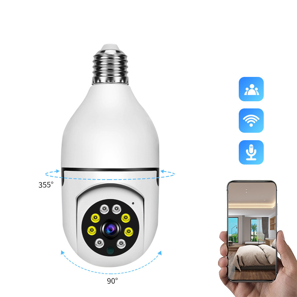 e27灯泡摄像头360度wifi远程家用监控摄像机智能高清夜视全彩灯头