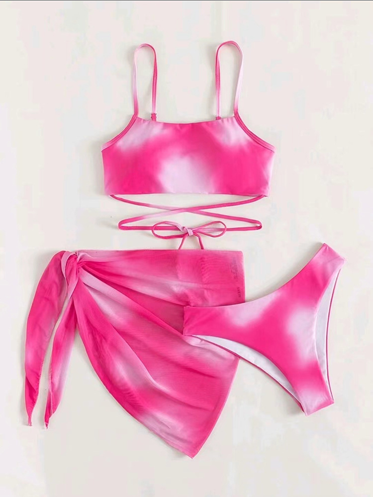 3 Piece Set Quantity Swimming Occasion Women's Fashion Gradient Color 3 Piece Set Bikinis