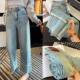 Fashion Trend Straight Jeans Women's Pants Spring and Summer New 2024 chubby girl plus size Slim Cropped Wide Leg Pants