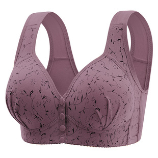 Fixed Cup front buckle mom middle-aged and elderly underwear women plus size thin wireless bra vest bra