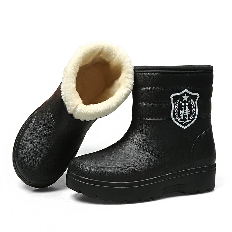 Мужские зимние сапоги на флисовой подкладке, теплые резиновые сапоги, непромокаемая обувь для мойки автомобилей В холодильном состоянии, хлопчатобумажная обувь, легкая Рабочая обувь с высоким берцем, резиновые сапоги, зима