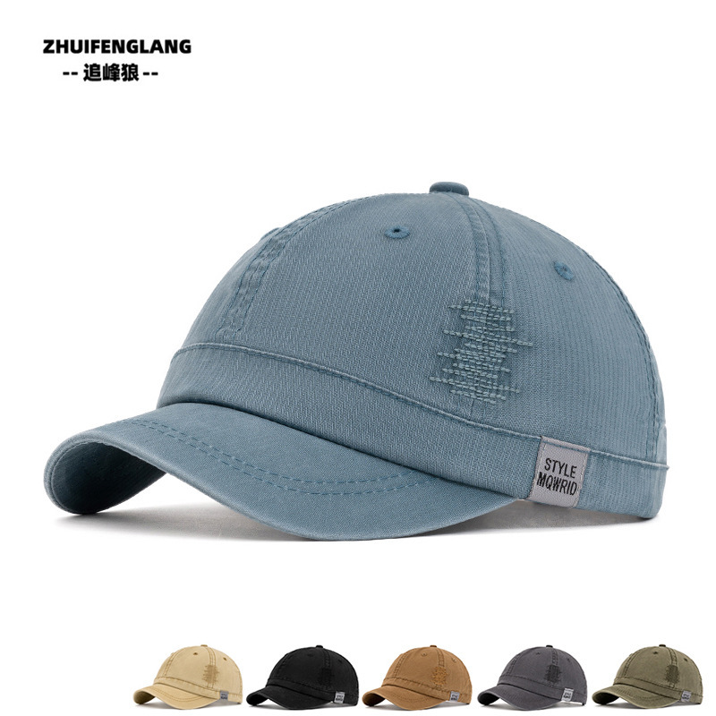 Short Brim Baseball Cap Summer Fashion Washed Duckbill Cap Unisex Curved Brim Baseball Cap European and American Sun Protection Sun Hat Short Brim Baseball Cap Summer Fashion Washed Duckbill Cap Unisex Curved Brim Baseball Cap European and American Sun Protection Sun Hat