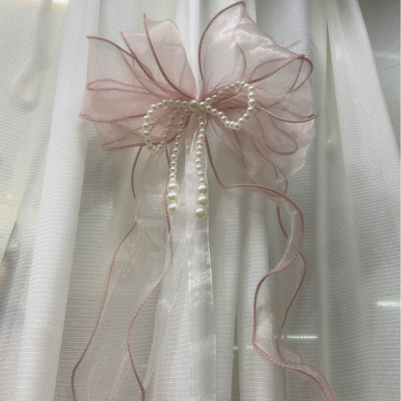 Ремни для штор, ремни с жемчужными бантиками, ремни для аксессуаров для штор во французском стиле, сетчатые ремни с бантиками