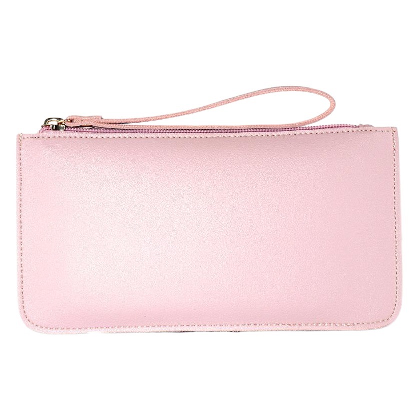 Korean Style Color Contrast Soft Face Long Wallet Fashionable Large Capacity Double Layer Mobile Phone Hand-held Coin Purse Small Bag