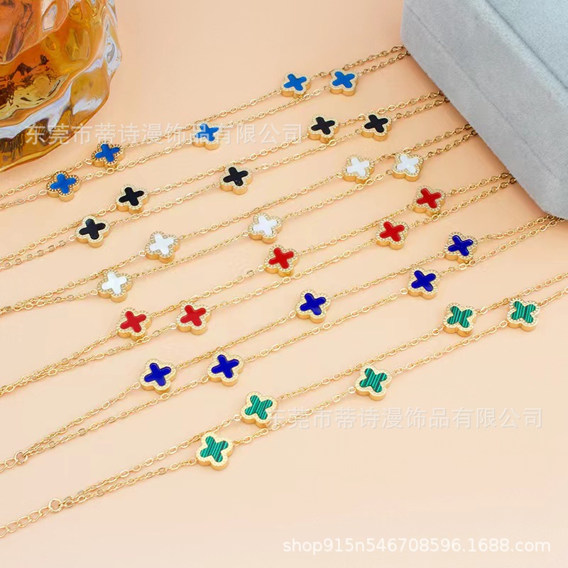 Four-Leaf Clover bracelet good luck double-sided Five-Flower Bracelet 18K gold Non-fading factory wholesale