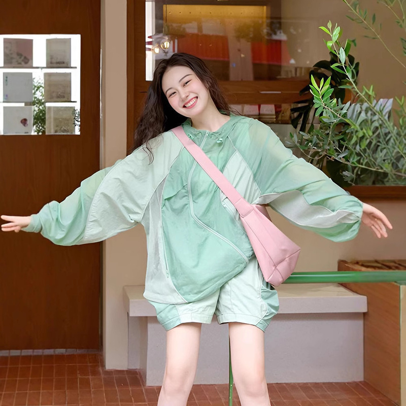 2026 Summer Trendy Casual Sports Two-Piece Set Sun Protection Clothing Shorts Outdoor Breathable Versatile Fashion Sun Protection Outfit