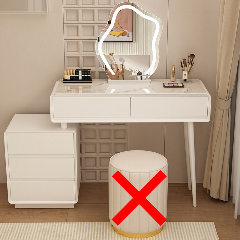 Madera maciza tablero de roca mesa de tocador de estilo de viento silencioso mesa de maquillaje de estilo de viento crema gabinete de almacenamiento mesas de cabecera de cama pequeñas mesas de maquillaje en una