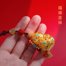 金属中国风平安镂空葫芦朱砂车钥匙挂件挂饰钥匙扣配件挂饰喜乐